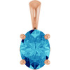 14K Rose Natural Blue Zircon Pendant