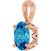 14K Rose Natural Blue Zircon Pendant