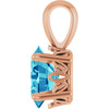 14K Rose Natural Blue Zircon Pendant