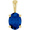 14 Karat Yellow Gold Lab-Grown Blue Sapphire Pendant