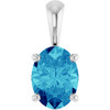 14K White Natural Blue Zircon Pendant