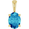 14K Yellow Natural Blue Zircon Pendant