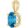 14K Yellow Natural Blue Zircon Pendant