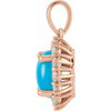 14K Rose Natural Turquoise & 1/5 CTW Natural Diamond Halo-Style Pendant