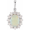 14K White Natural White Opal & 1/3 CTW Natural Diamond Halo-Style Pendant 