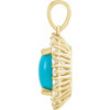 14K Yellow Natural Turquoise & 1/3 CTW Natural Diamond Halo-Style Pendant 