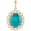14K Yellow Natural Turquoise & 1/5 CTW Natural Diamond Halo-Style Pendant