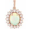 14K Rose Natural Ethiopian Opal & 1/3 CTW Natural Diamond Halo-Style Pendant 