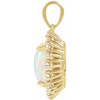 14K Yellow Natural White Opal & 1/3 CTW Natural Diamond Halo-Style Pendant 
