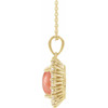 14K Yellow Natural Pink Coral & 1/4 CTW Natural Diamond Halo-Style 16-18" Necklace