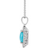 14K White Natural Turquoise & 1/3 CTW Natural Diamond Halo-Style 16-18" Necklace