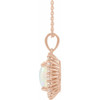 14K Rose Natural White Opal & 1/4 CTW Natural Diamond Halo-Style 16-18" Necklace
