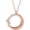 14K Rose 1/4 CTW Lab-Grown Diamond Crescent Moon 16-18" Necklace
