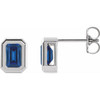 Platinum Lab-Grown Blue Sapphire Solitaire Earrings
