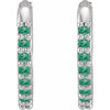 Sterling Silver Lab-Grown Emerald 12.5 mm Huggie Earrings