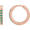 14K Rose Lab-Grown Emerald 12.5 mm Huggie Earring