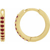 14 Karat Yellow Gold Lab-Grown Ruby 12.5 mm Huggie Earrings