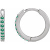 Platinum Lab-Grown Emerald 12.5 mm Huggie Earrings