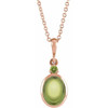 14K Rose 6x4 mm Natural Peridot 16-18" Necklace