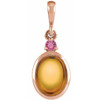 14 Karat Rose Gold 8x6 mm Natural Citrine & Natural Pink Tourmaline Pendant