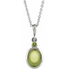Sterling Silver 8x6 mm Natural Peridot 16-18" Necklace
