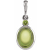 14K White 5x3 mm Natural Peridot Pendant
