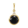 14K Yellow 8 mm Natural Black Onyx & .03 CT Natural Diamond Cabochon Pendant