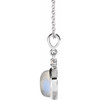 Platinum 6 mm Natural Rainbow Moonstone & .03 CT Natural Diamond Cabochon 16-18" Necklace 