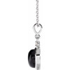 Sterling Silver 8 mm Natural Black Onyx & .03 CT Natural Diamond Cabochon 16-18" Necklace 