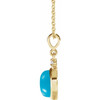 14K Yellow 6 mm Natural Turquoise & .03 CT Natural Diamond Cabochon 16-18" Necklace 
