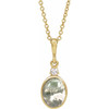 14 Karat Yellow Gold Natural Moss Agate & Natural Diamond Necklace 0.03 CTW, 8x6mm, 16-18 Inch - $940