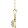 14K Yellow 6 mm Natural White Opal & .03 CT Natural Diamond Cabochon 16-18" Necklace 