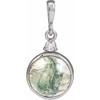 14 Karat White Gold 8 mm Natural Moss Agate & .03 CTW Natural Diamond Gemstone Pendant | $492