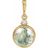 14K Yellow 8 mm Natural Moss Agate & .03 CTW Natural Diamond Pendant