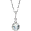 14 Karat White Gold Natural Moss Agate & Natural Diamond Necklace 0.03 CTW, 6mm, 16-18 Inch - $911
