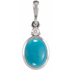 Platinum 12x10 mm Natural Turquoise & .03 CT Natural Diamond Cabochon Pendant