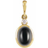 14K Yellow 5x3 mm Natural Black Onyx & .02 CT Natural Diamond Cabochon Pendant