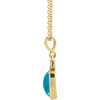 14K Yellow 9x7 mm Natural Turquoise & .03 CT Natural Diamond 16-18" Necklace 