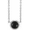 Platinum Cabochon Natural Black Onyx Bezel-Set 18" Necklace