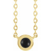 14K Yellow Cabochon Natural Black Onyx Bezel-Set 18" Necklace