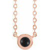 14K Rose Cabochon Natural Black Onyx Bezel-Set 18" Necklace