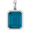 Platinum Natural London Blue Topaz Pendant
