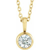 14K Yellow 1/4 CT Lab-Grown Diamond Bezel-Set Solitaire 16-18" Necklace