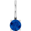 14K White Lab-Grown Blue Sapphire Solitaire Charm/Pendant