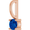 14K Rose Lab-Grown Blue Sapphire Solitaire Charm/Pendant
