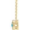 14K Yellow Cabochon Natural Turquoise & .05 CTW Natural Diamond Halo-Style 16-18" Necklace