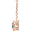 14K Rose Cabochon Natural Turquoise & .05 CTW Natural Diamond Halo-Style 16-18" Necklace