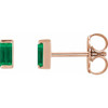 14K Rose Lab-Grown Emerald Channel-Set Earrings