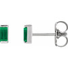 Sterling Silver Lab-Grown Emerald Channel-Set Earrings