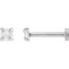 14K White .04 CT Rose-Cut Natural Diamond Press Fit Back Stud Earring